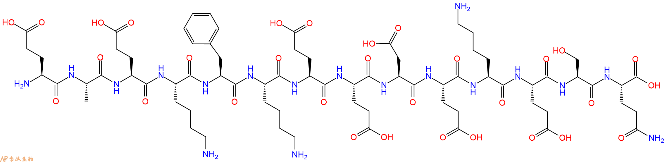 专肽生物产品H2N-Glu-Ala-Glu-Lys-Phe-Lys-Glu-Glu-Asp-Glu-Lys-Glu-Ser-Gln-OH