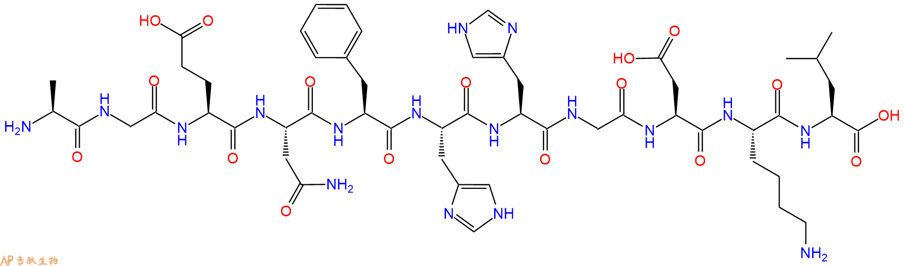 专肽生物产品H2N-Ala-Gly-Glu-Asn-Phe-His-His-Gly-Asp-Lys-Leu-OH