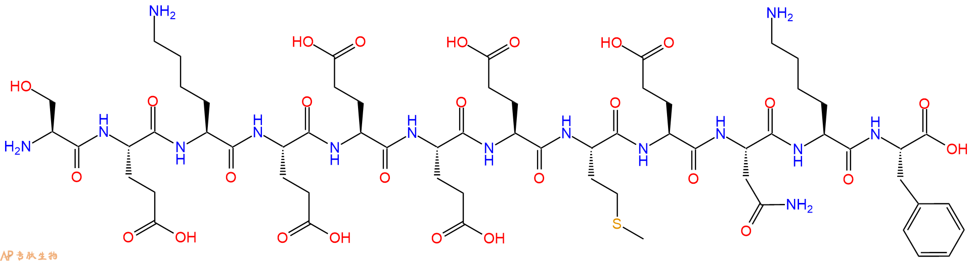 专肽生物产品H2N-Ser-Glu-Lys-Glu-Glu-Glu-Glu-Met-Glu-Asn-Lys-Phe-OH