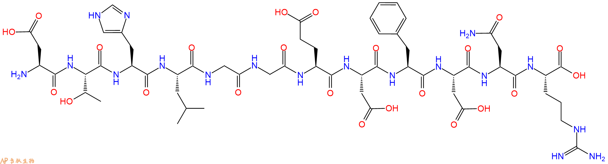 专肽生物产品H2N-Asp-Thr-His-Leu-Gly-Gly-Glu-Asp-Phe-Asp-Asn-Arg-OH