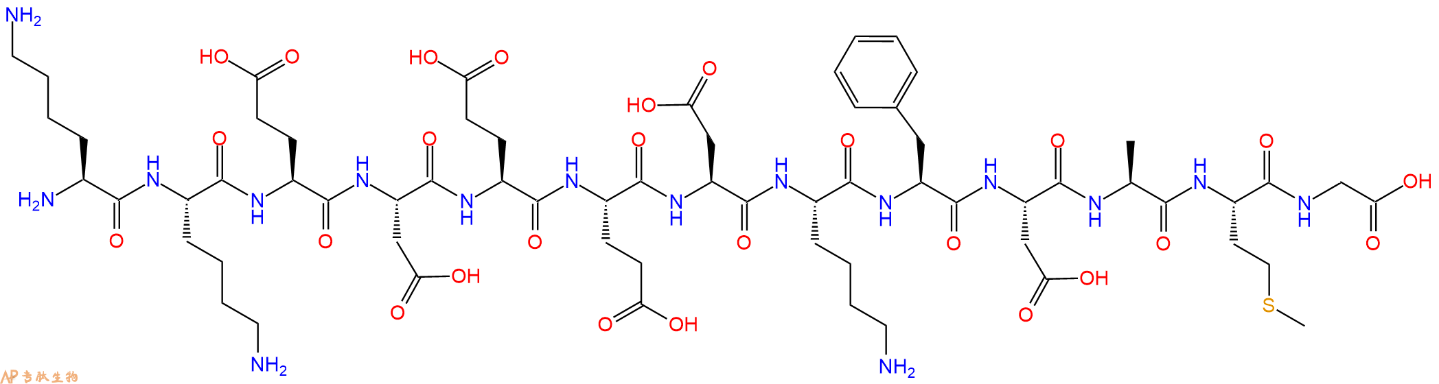 专肽生物产品H2N-Lys-Lys-Glu-Asp-Glu-Glu-Asp-Lys-Phe-Asp-Ala-Met-Gly-OH