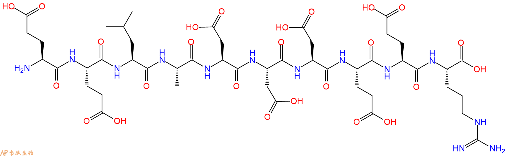 专肽生物产品H2N-Glu-Glu-Leu-Ala-Asp-Asp-Asp-Glu-Glu-Arg-OH