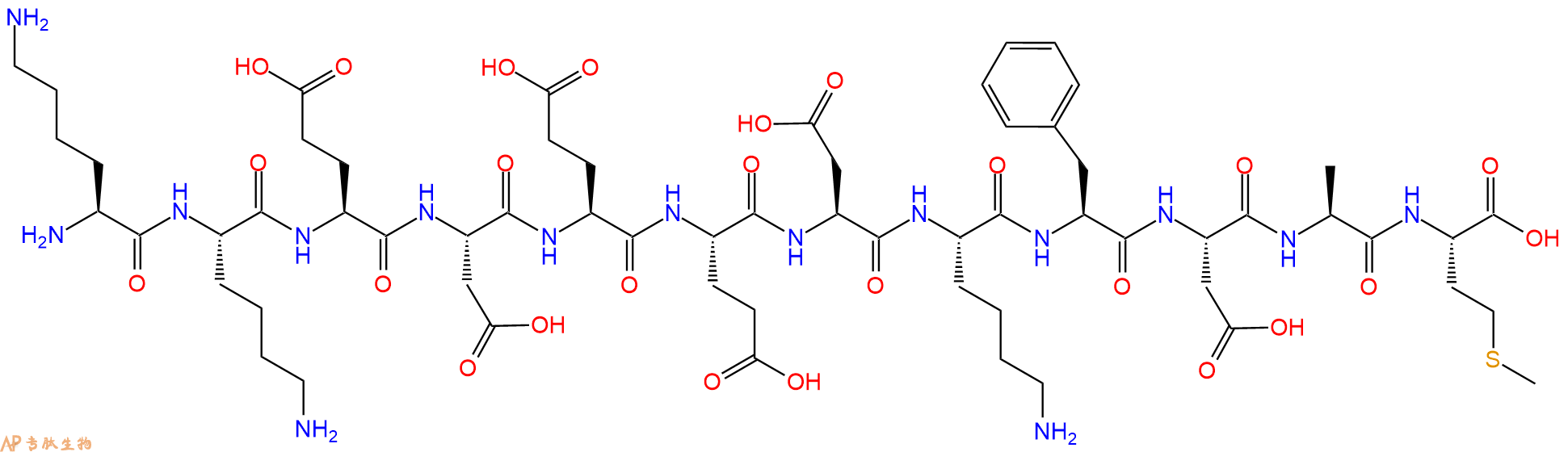 专肽生物产品H2N-Lys-Lys-Glu-Asp-Glu-Glu-Asp-Lys-Phe-Asp-Ala-Met-OH