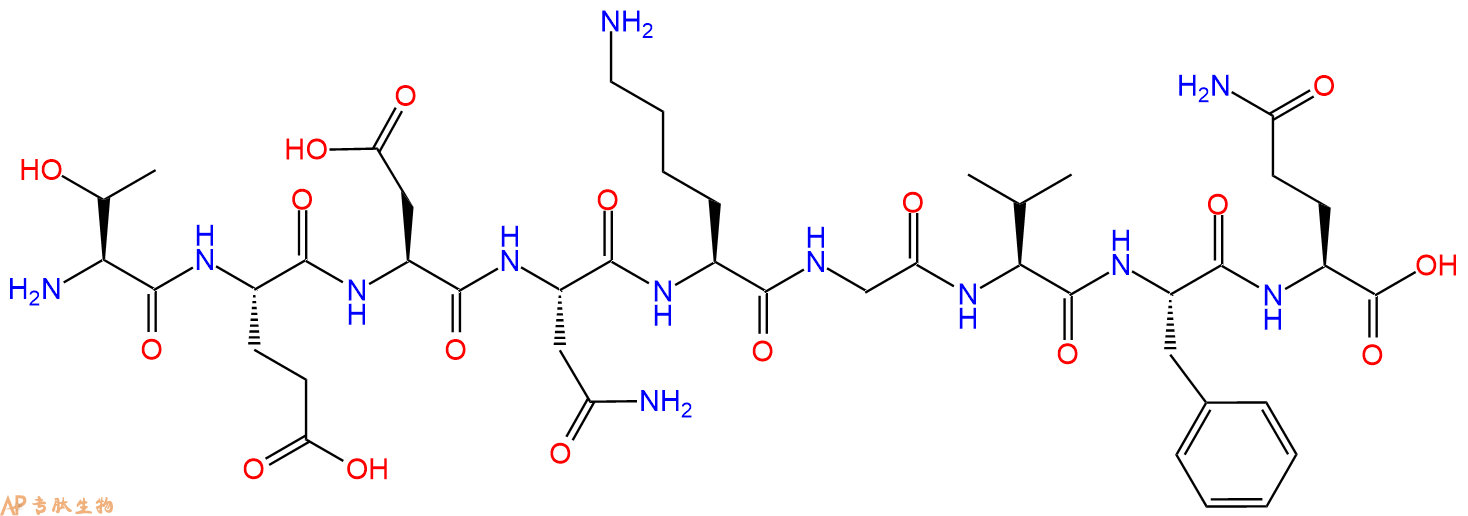 专肽生物产品H2N-Thr-Glu-Asp-Asn-Lys-Gly-Val-Phe-Gln-OH
