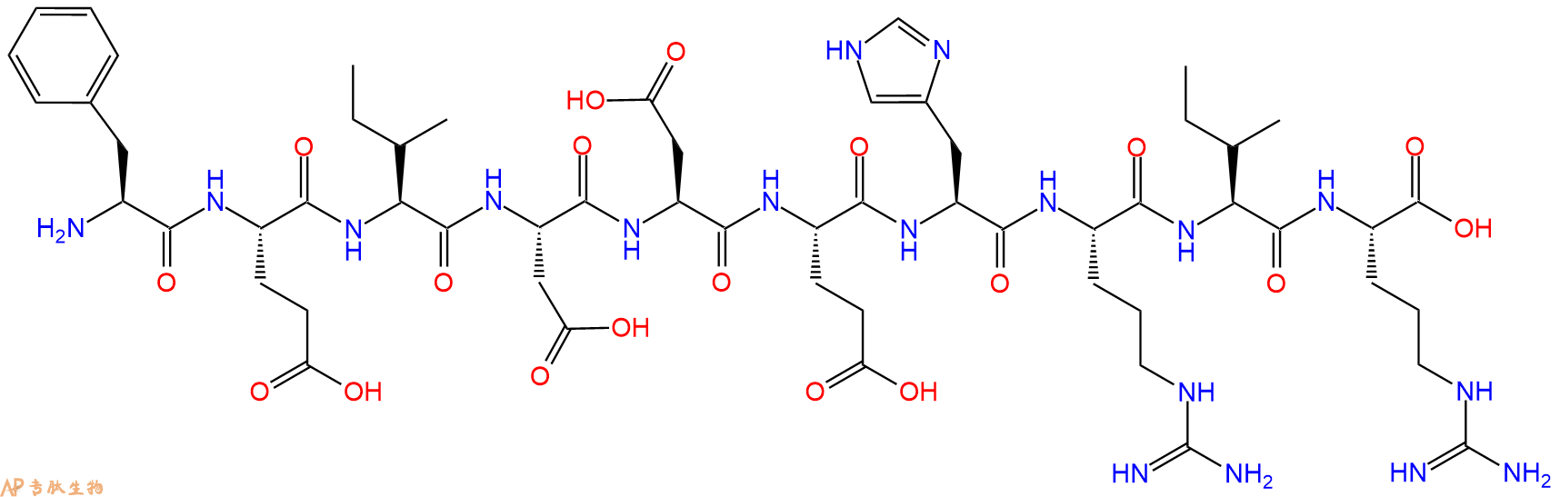 专肽生物产品H2N-Phe-Glu-Ile-Asp-Asp-Glu-His-Arg-Ile-Arg-OH