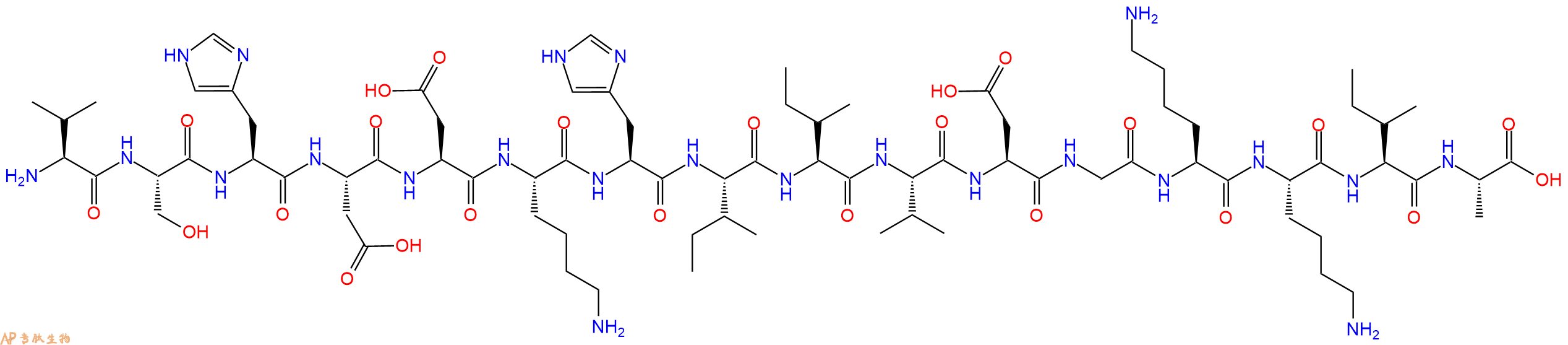 专肽生物产品H2N-Val-Ser-His-Asp-Asp-Lys-His-Ile-Ile-Val-Asp-Gly-Lys-Lys-Ile-Ala-OH