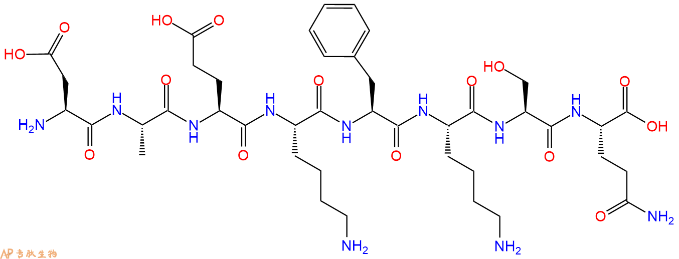 专肽生物产品H2N-Asp-Ala-Glu-Lys-Phe-Lys-Ser-Gln-OH