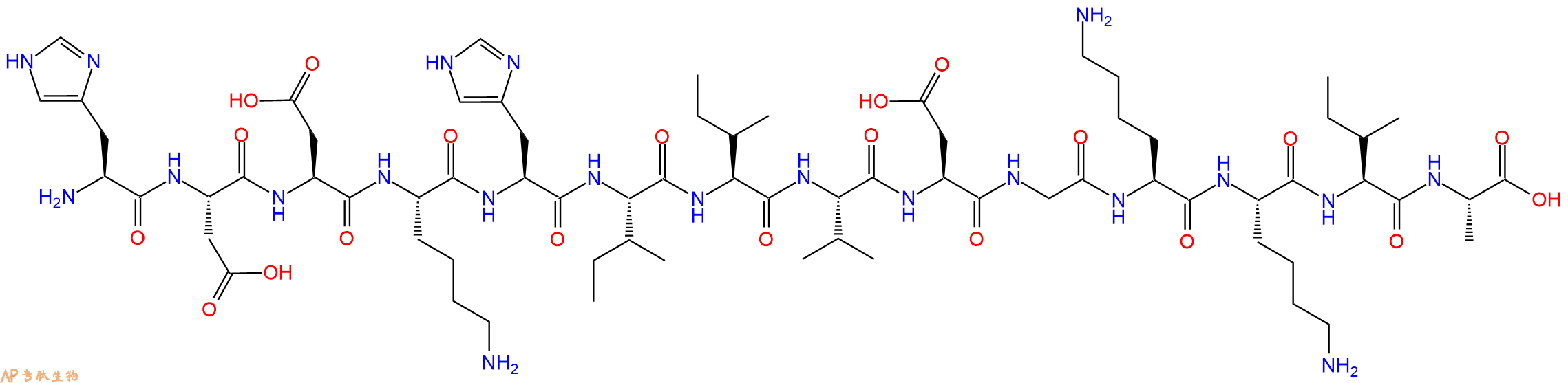 专肽生物产品H2N-His-Asp-Asp-Lys-His-Ile-Ile-Val-Asp-Gly-Lys-Lys-Ile-Ala-OH