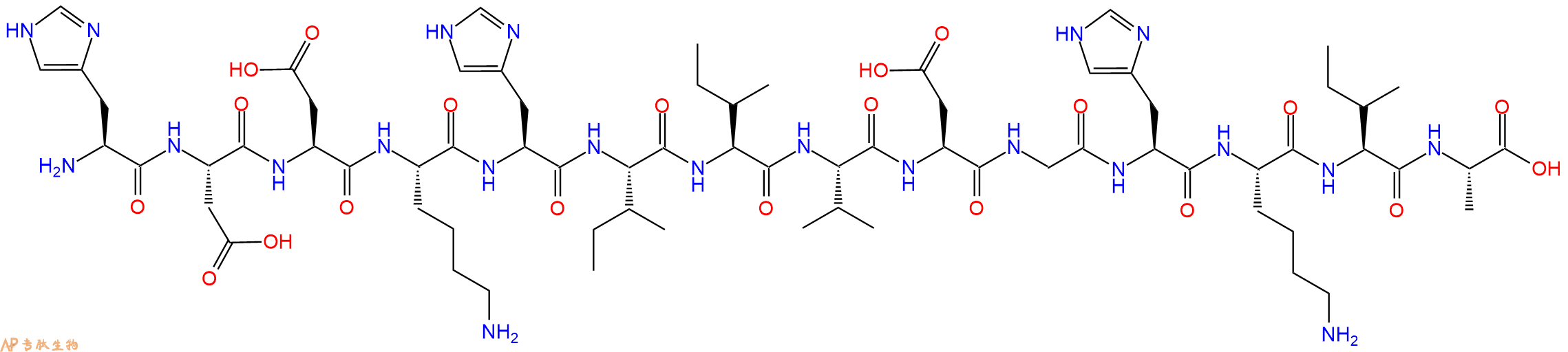 专肽生物产品H2N-His-Asp-Asp-Lys-His-Ile-Ile-Val-Asp-Gly-His-Lys-Ile-Ala-OH
