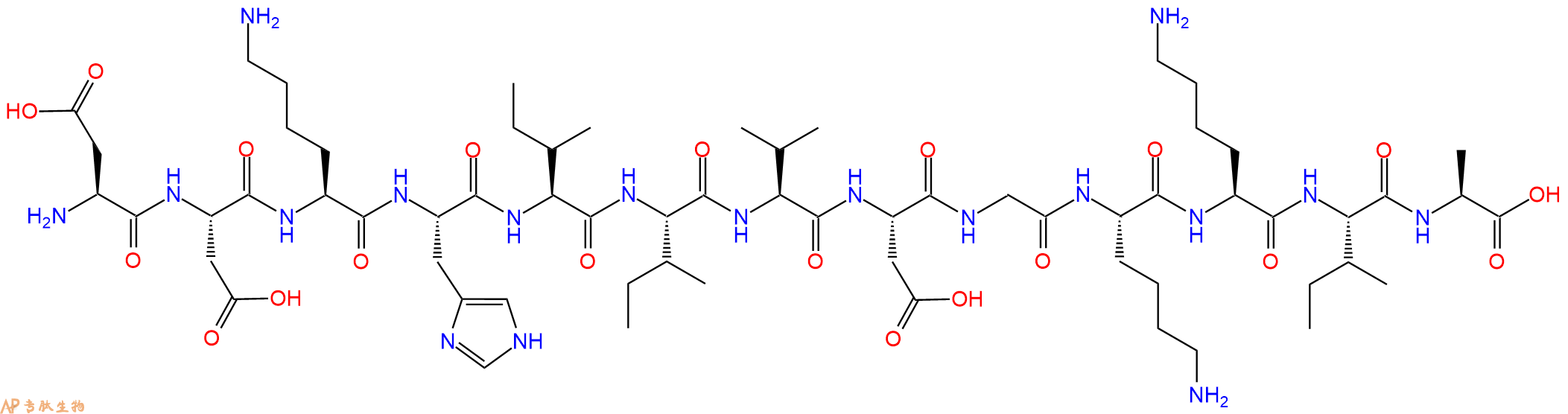 专肽生物产品H2N-Asp-Asp-Lys-His-Ile-Ile-Val-Asp-Gly-Lys-Lys-Ile-Ala-OH