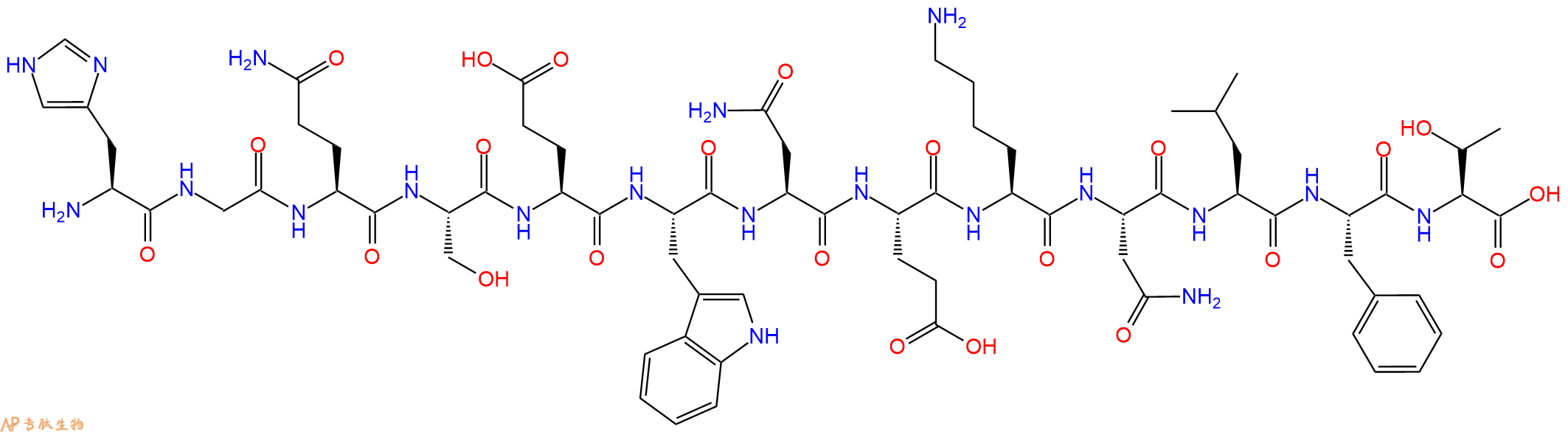 专肽生物产品H2N-His-Gly-Gln-Ser-Glu-Trp-Asn-Glu-Lys-Asn-Leu-Phe-Thr-OH