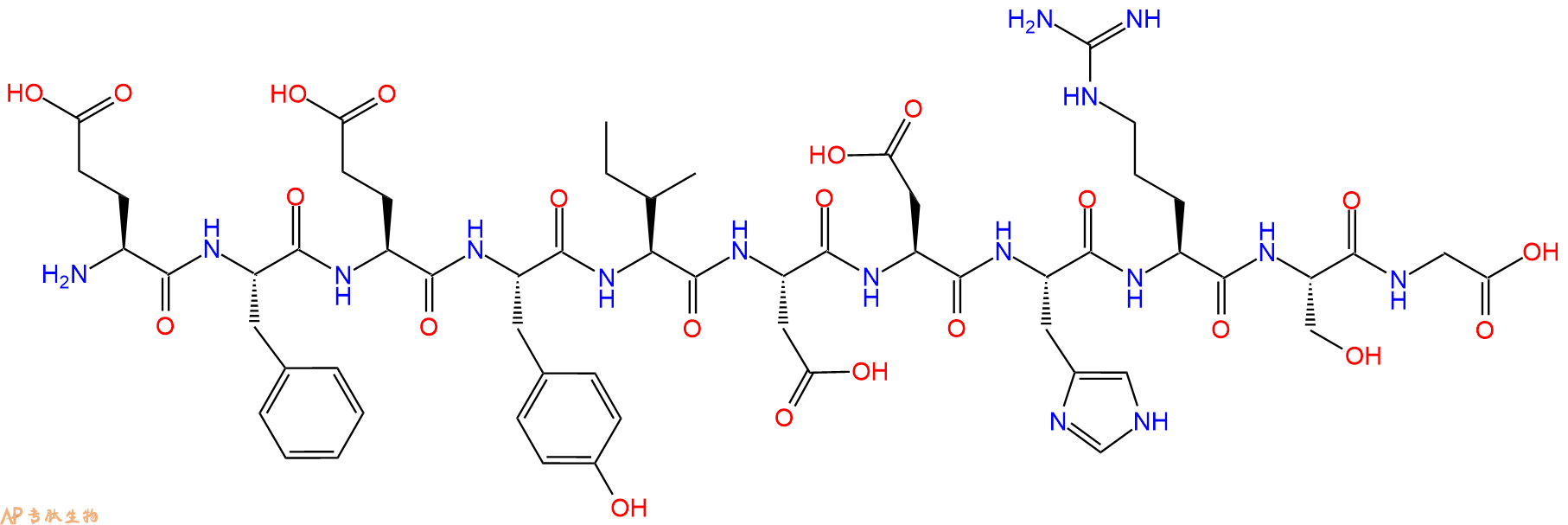 专肽生物产品H2N-Glu-Phe-Glu-Tyr-Ile-Asp-Asp-His-Arg-Ser-Gly-OH