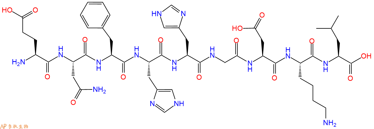 专肽生物产品H2N-Glu-Asn-Phe-His-His-Gly-Asp-Lys-Leu-OH