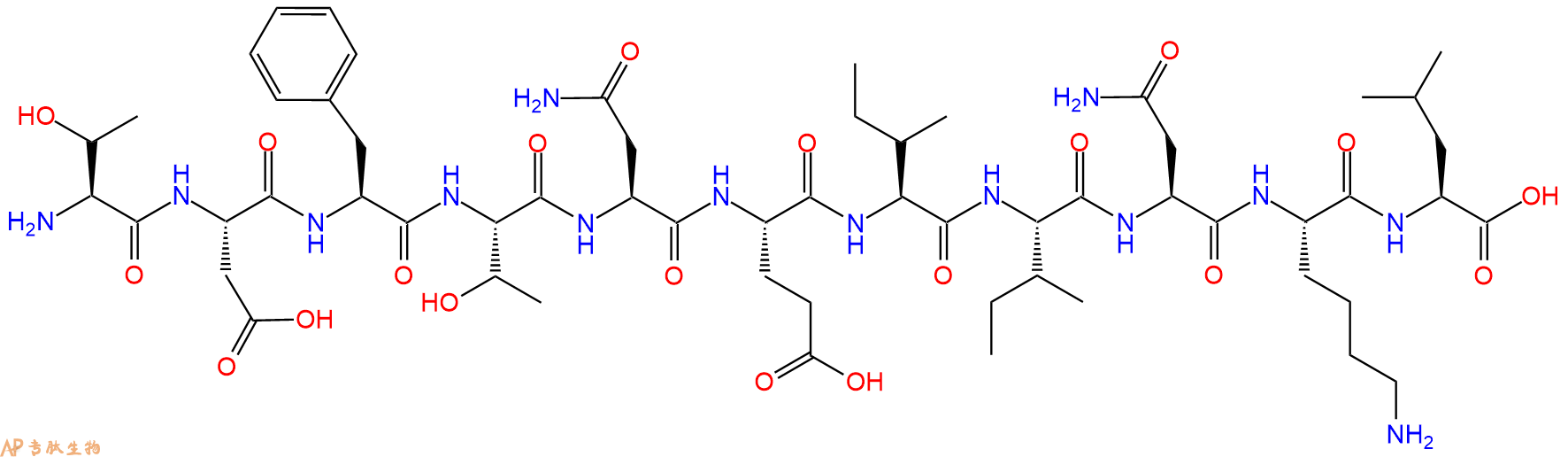 专肽生物产品H2N-Thr-Asp-Phe-Thr-Asn-Glu-Ile-Ile-Asn-Lys-Leu-OH