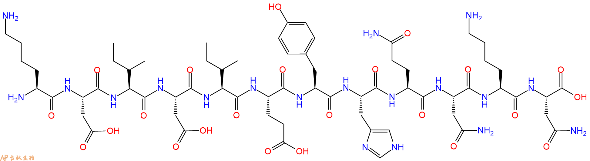 专肽生物产品H2N-Lys-Asp-Ile-Asp-Ile-Glu-Tyr-His-Gln-Asn-Lys-Asn-OH