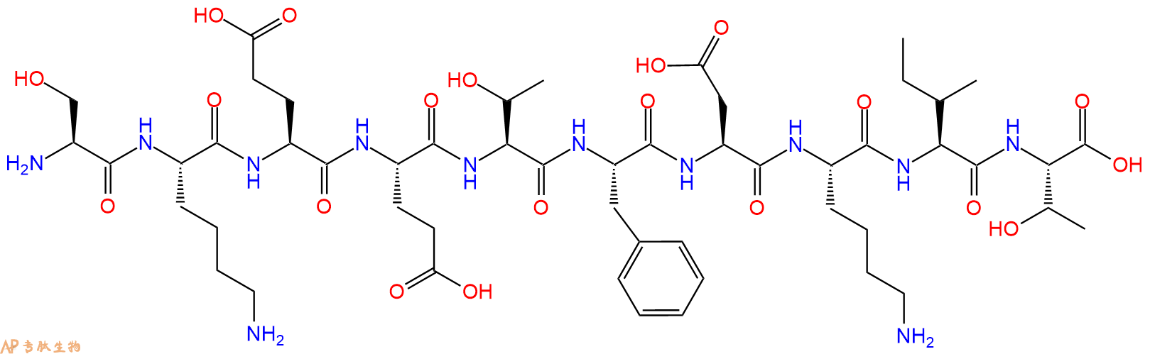 专肽生物产品H2N-Ser-Lys-Glu-Glu-Thr-Phe-Asp-Lys-Ile-Thr-OH