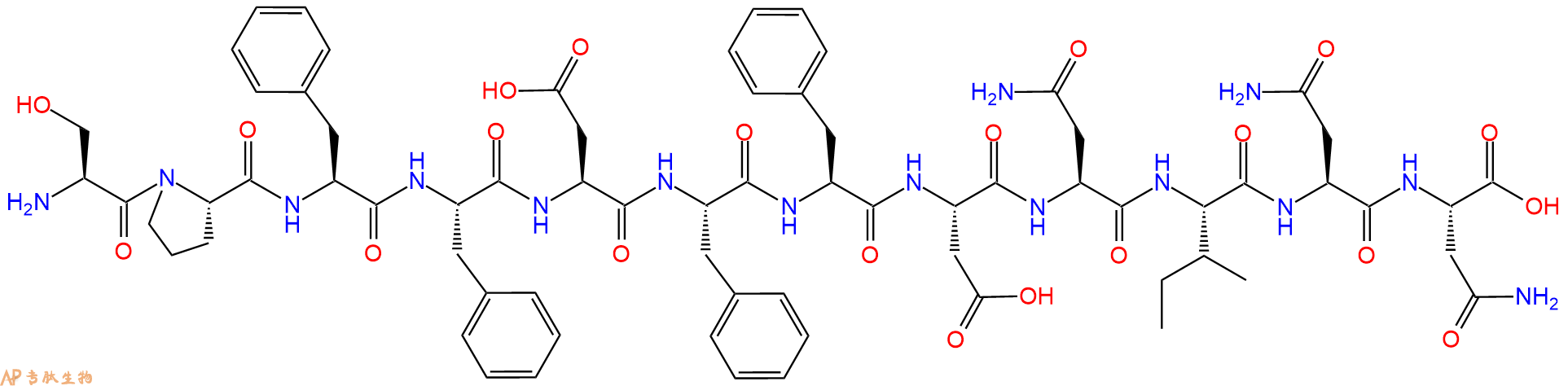 专肽生物产品H2N-Ser-Pro-Phe-Phe-Asp-Phe-Phe-Asp-Asn-Ile-Asn-Asn-OH