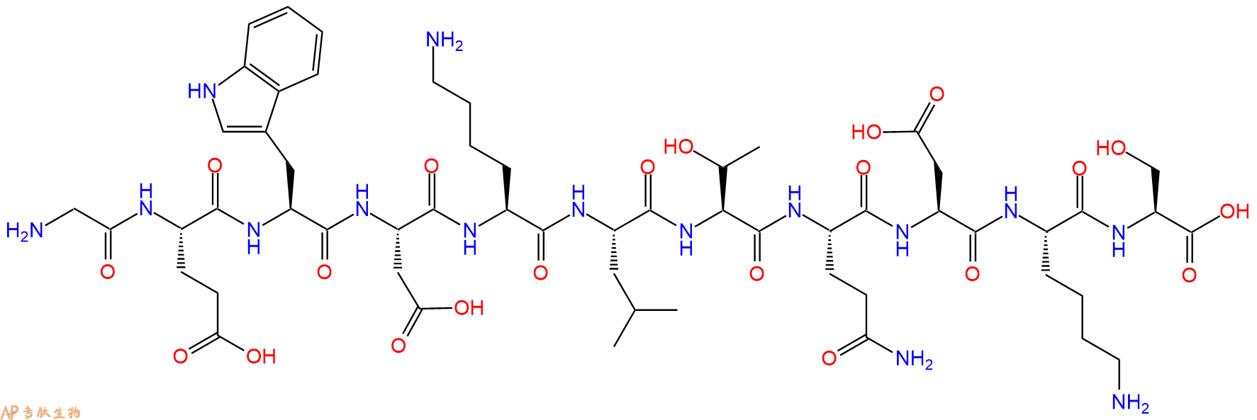 专肽生物产品H2N-Gly-Glu-Trp-Asp-Lys-Leu-Thr-Gln-Asp-Lys-Ser-OH