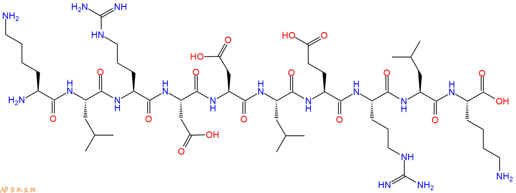 专肽生物产品H2N-Lys-Leu-Arg-Asp-Asp-Leu-Glu-Arg-Leu-Lys-OH