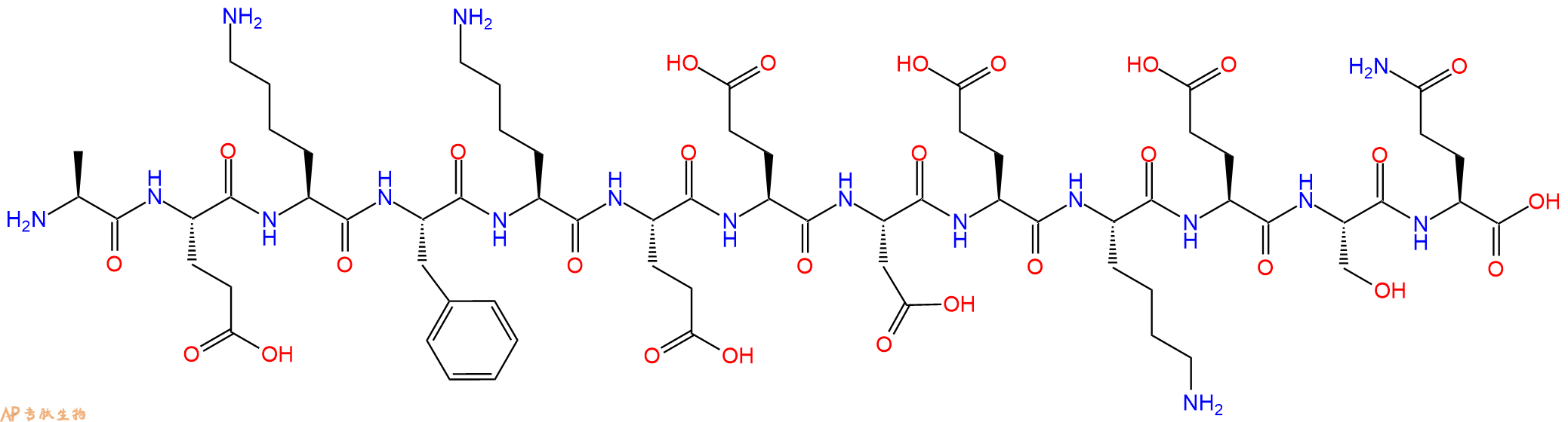 专肽生物产品H2N-Ala-Glu-Lys-Phe-Lys-Glu-Glu-Asp-Glu-Lys-Glu-Ser-Gln-OH