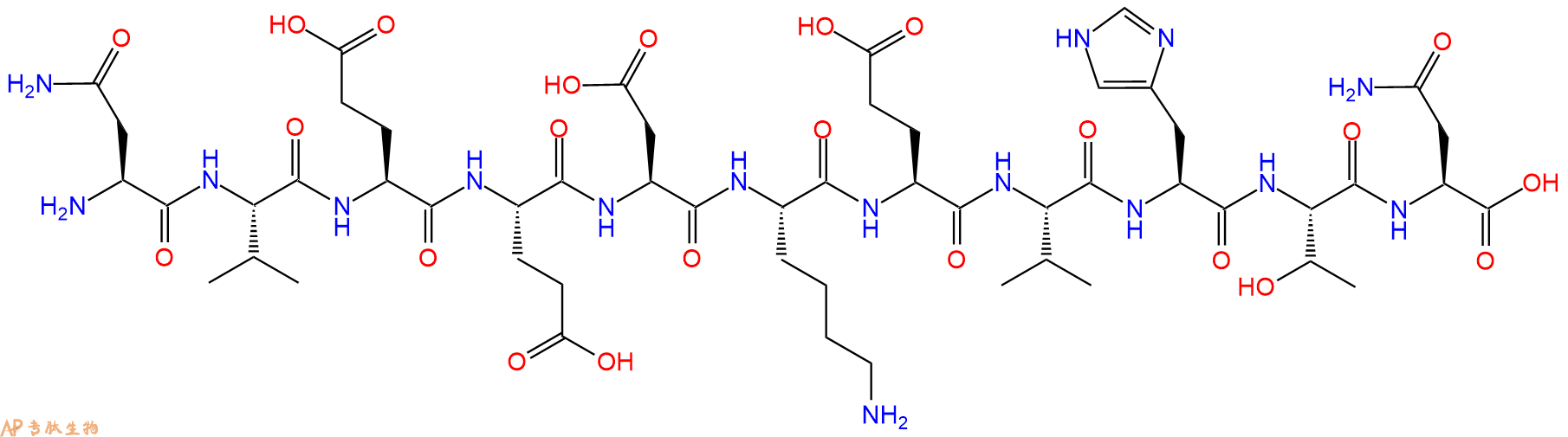 专肽生物产品H2N-Asn-Val-Glu-Glu-Asp-Lys-Glu-Val-His-Thr-Asn-OH
