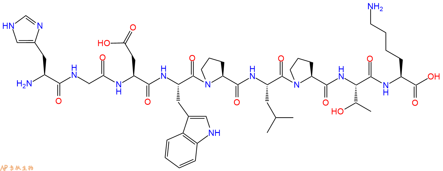 专肽生物产品H2N-His-Gly-Asp-Trp-Pro-Leu-Pro-Thr-Lys-OH
