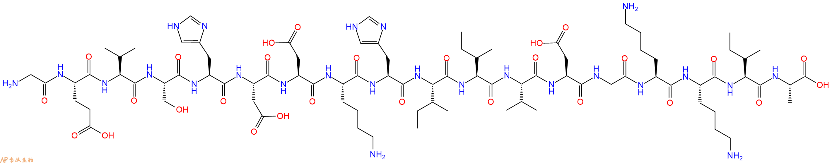 专肽生物产品H2N-Gly-Glu-Val-Ser-His-Asp-Asp-Lys-His-Ile-Ile-Val-Asp-Gly-Lys-Lys-Ile-Ala-OH