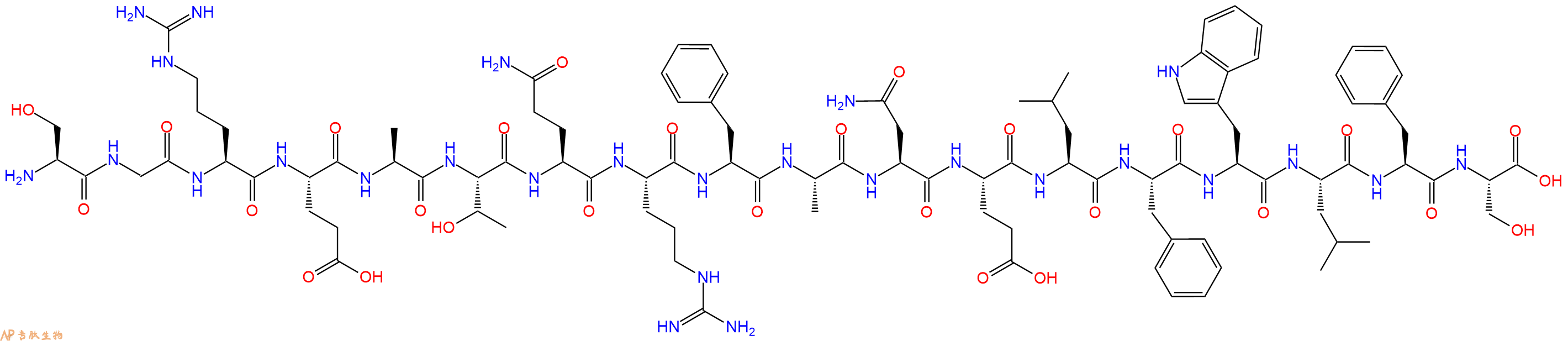 专肽生物产品H2N-Ser-Gly-Arg-Glu-Ala-Thr-Gln-Arg-Phe-Ala-Asn-Glu-Leu-Phe-Trp-Leu-Phe-Ser-OH