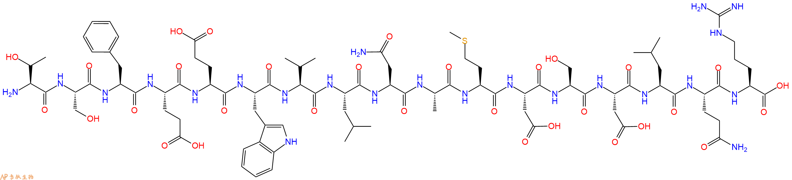 专肽生物产品H2N-Thr-Ser-Phe-Glu-Glu-Trp-Val-Leu-Asn-Ala-Met-Asp-Ser-Asp-Leu-Gln-Arg-OH