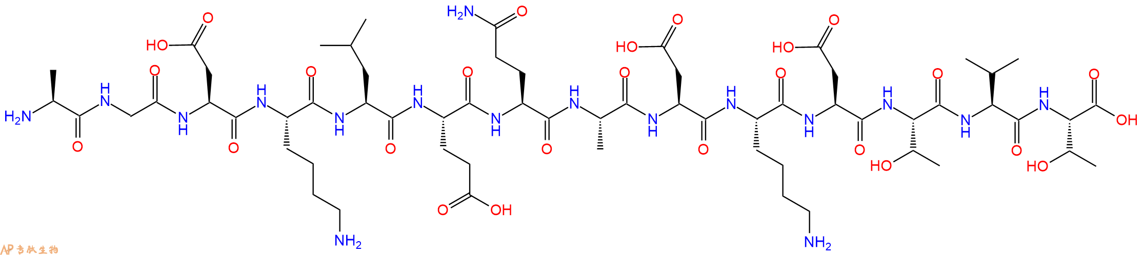专肽生物产品H2N-Ala-Gly-Asp-Lys-Leu-Glu-Gln-Ala-Asp-Lys-Asp-Thr-Val-Thr-OH