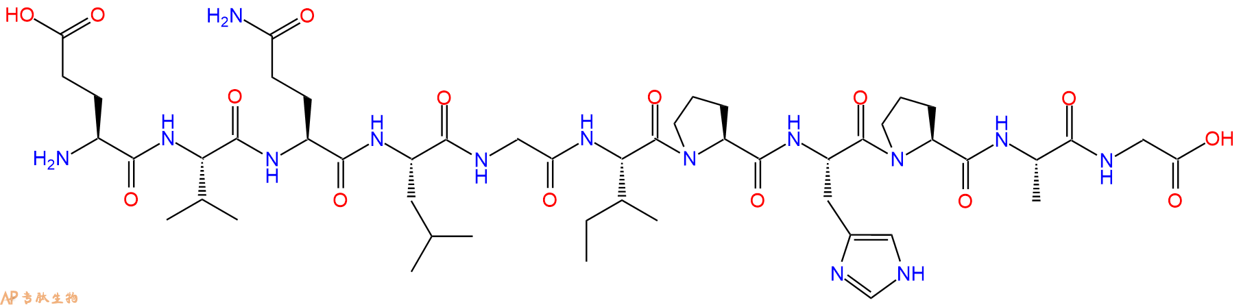 专肽生物产品H2N-Glu-Val-Gln-Leu-Gly-Ile-Pro-His-Pro-Ala-Gly-OH