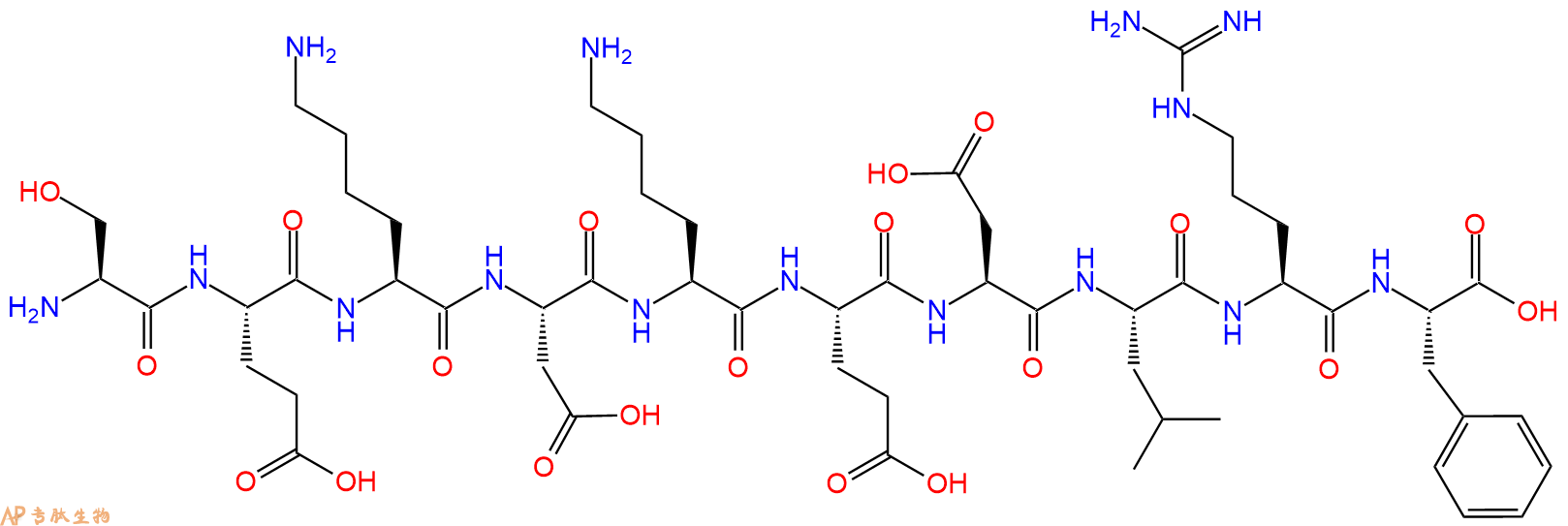 专肽生物产品H2N-Ser-Glu-Lys-Asp-Lys-Glu-Asp-Leu-Arg-Phe-OH