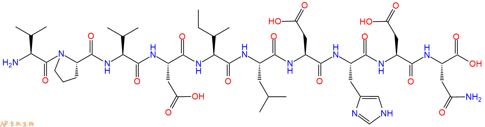 专肽生物产品H2N-Val-Pro-Val-Asp-Ile-Leu-Asp-His-Asp-Asn-OH