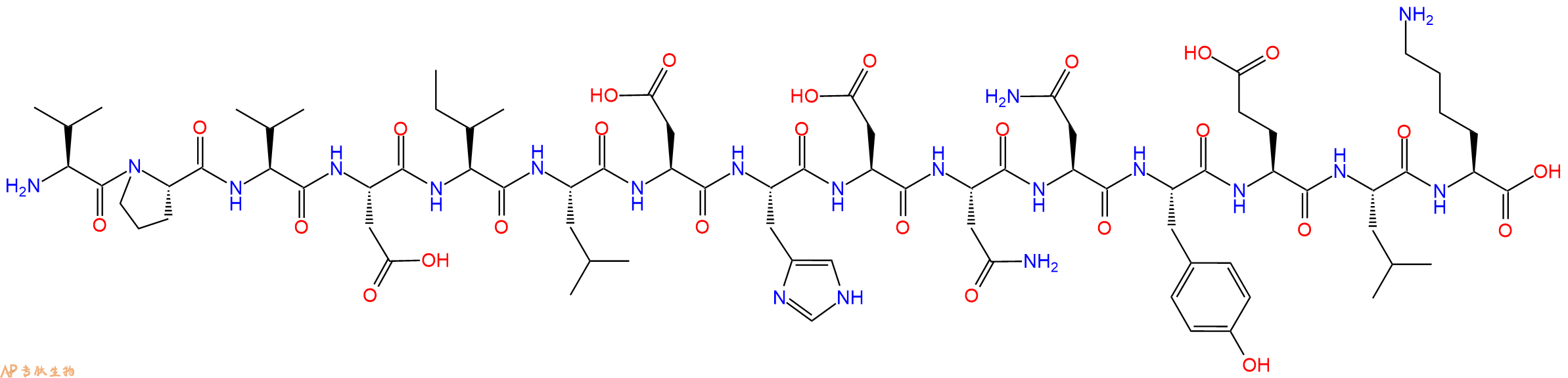 专肽生物产品H2N-Val-Pro-Val-Asp-Ile-Leu-Asp-His-Asp-Asn-Asn-Tyr-Glu-Leu-Lys-OH