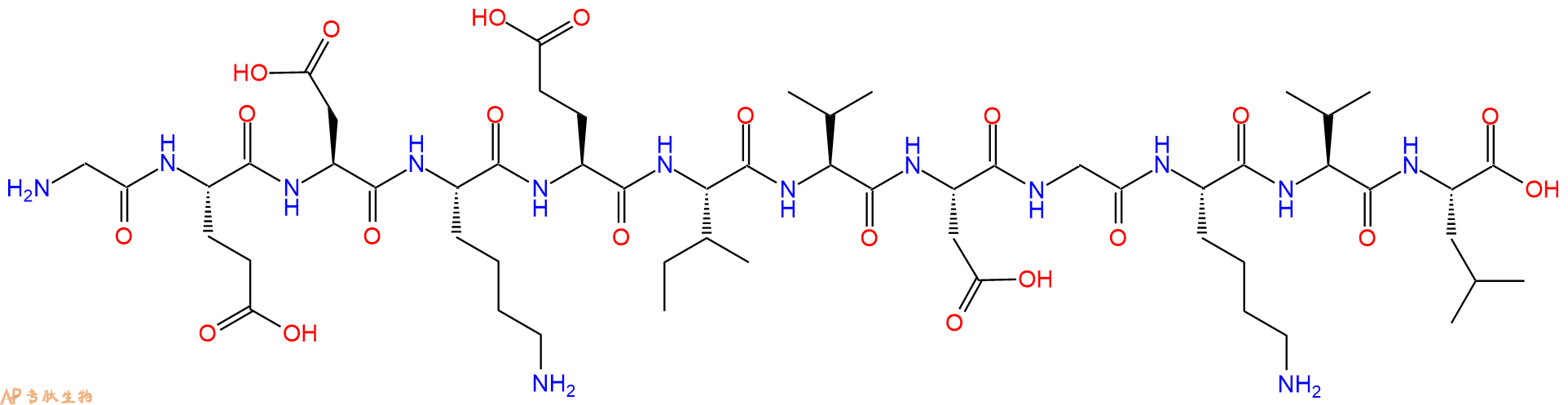 专肽生物产品H2N-Gly-Glu-Asp-Lys-Glu-Ile-Val-Asp-Gly-Lys-Val-Leu-OH