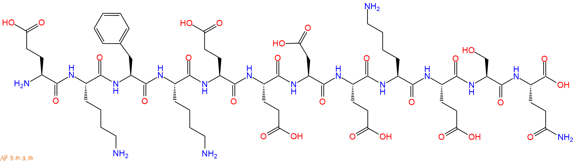 专肽生物产品H2N-Glu-Lys-Phe-Lys-Glu-Glu-Asp-Glu-Lys-Glu-Ser-Gln-OH