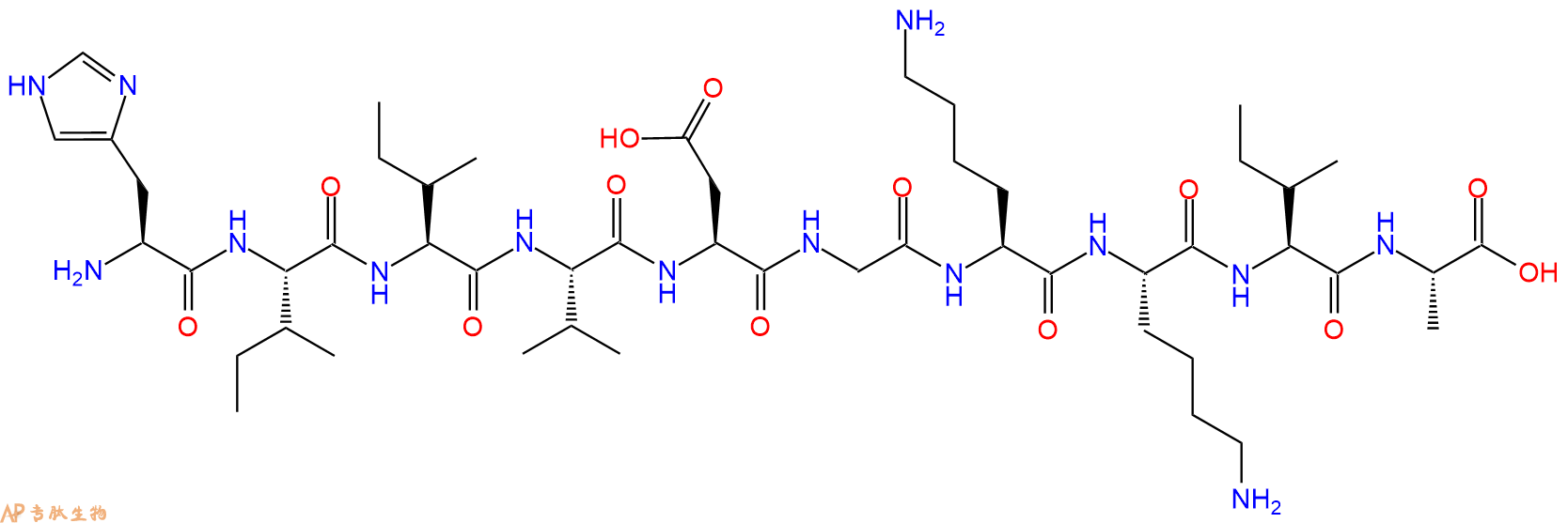 专肽生物产品H2N-His-Ile-Ile-Val-Asp-Gly-Lys-Lys-Ile-Ala-OH