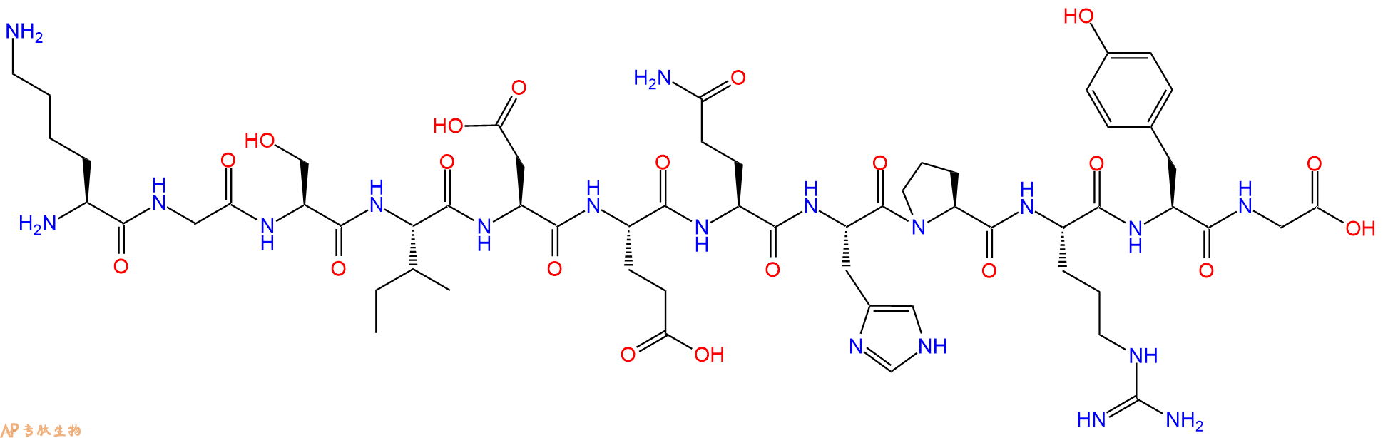 专肽生物产品H2N-Lys-Gly-Ser-Ile-Asp-Glu-Gln-His-Pro-Arg-Tyr-Gly-OH