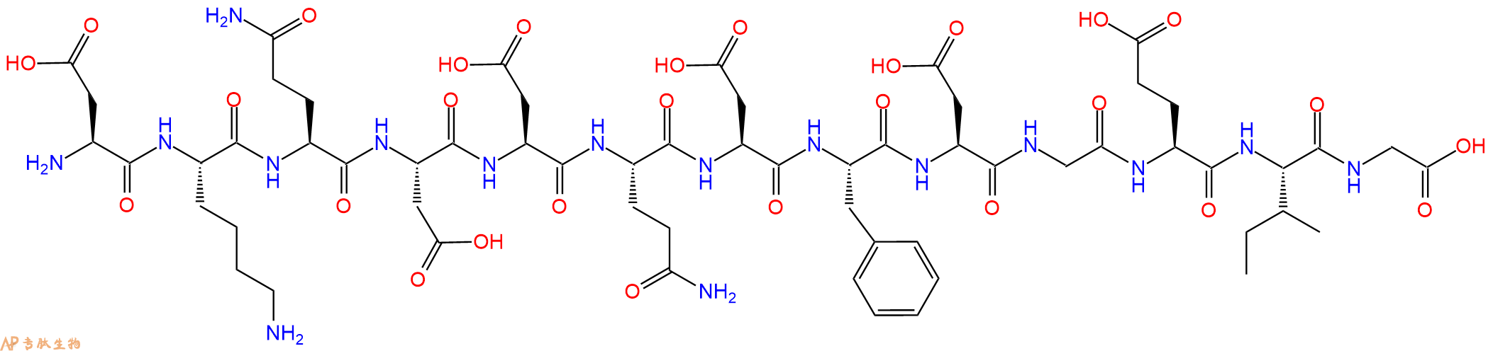 专肽生物产品H2N-Asp-Lys-Gln-Asp-Asp-Gln-Asp-Phe-Asp-Gly-Glu-Ile-Gly-OH