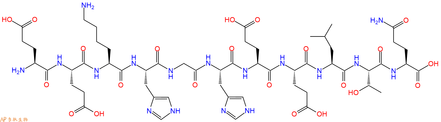 专肽生物产品H2N-Glu-Glu-Lys-His-Gly-His-Glu-Glu-Leu-Thr-Gln-OH