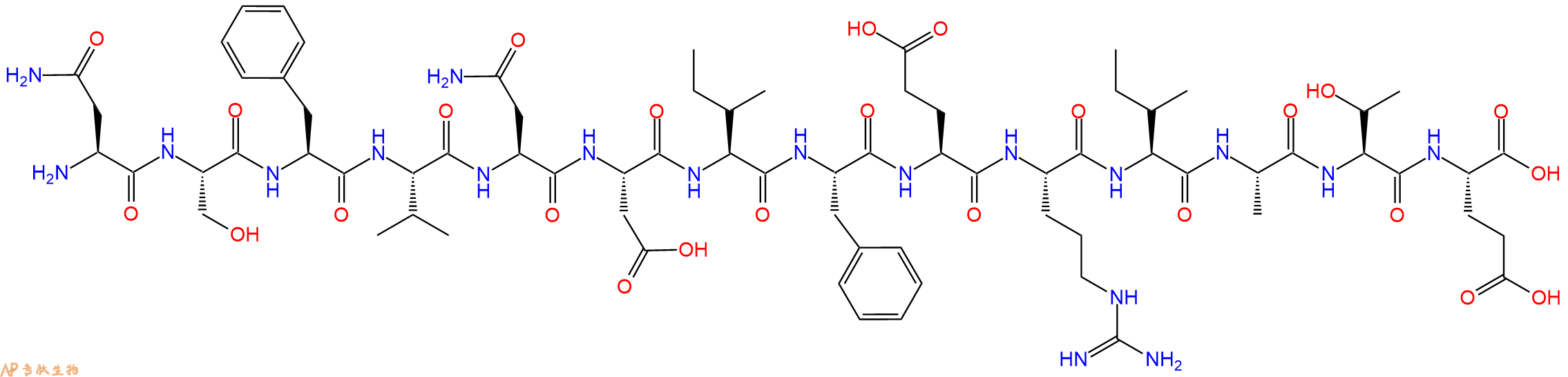 专肽生物产品H2N-Asn-Ser-Phe-Val-Asn-Asp-Ile-Phe-Glu-Arg-Ile-Ala-Thr-Glu-OH