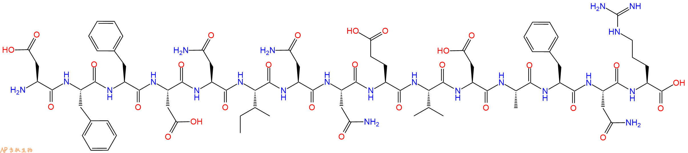 专肽生物产品H2N-Asp-Phe-Phe-Asp-Asn-Ile-Asn-Asn-Glu-Val-Asp-Ala-Phe-Asn-Arg-OH
