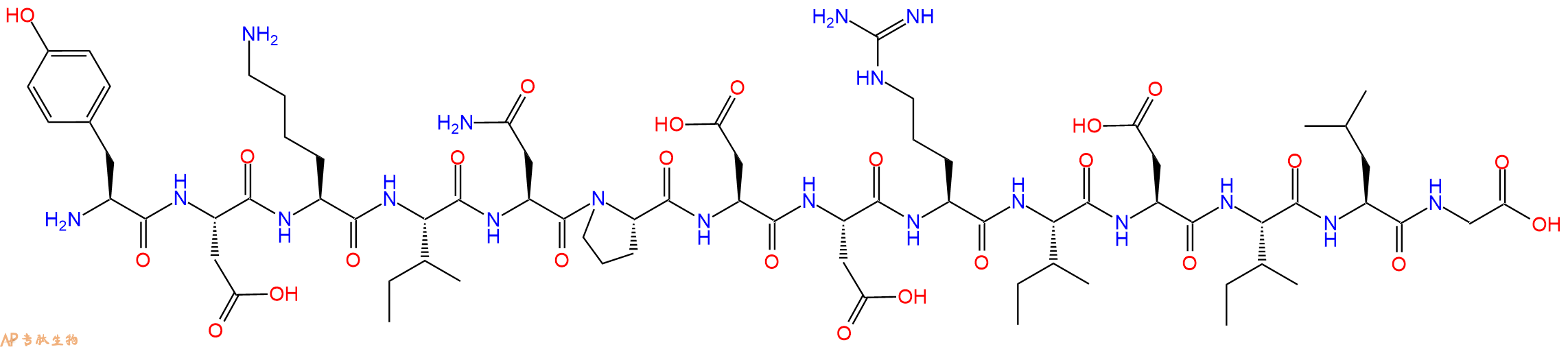 专肽生物产品H2N-Tyr-Asp-Lys-Ile-Asn-Pro-Asp-Asp-Arg-Ile-Asp-Ile-Leu-Gly-OH