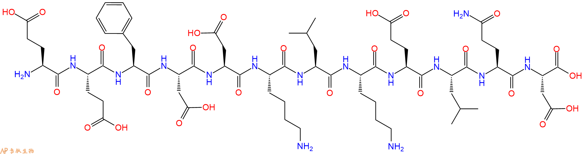 专肽生物产品H2N-Glu-Glu-Phe-Asp-Asp-Lys-Leu-Lys-Glu-Leu-Gln-Asp-OH