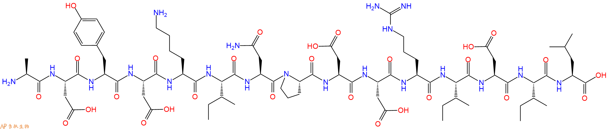 专肽生物产品H2N-Ala-Asp-Tyr-Asp-Lys-Ile-Asn-Pro-Asp-Asp-Arg-Ile-Asp-Ile-Leu-OH
