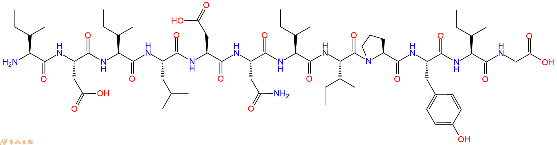 专肽生物产品H2N-Ile-Asp-Ile-Leu-Asp-Asn-Ile-Ile-Pro-Tyr-Ile-Gly-OH