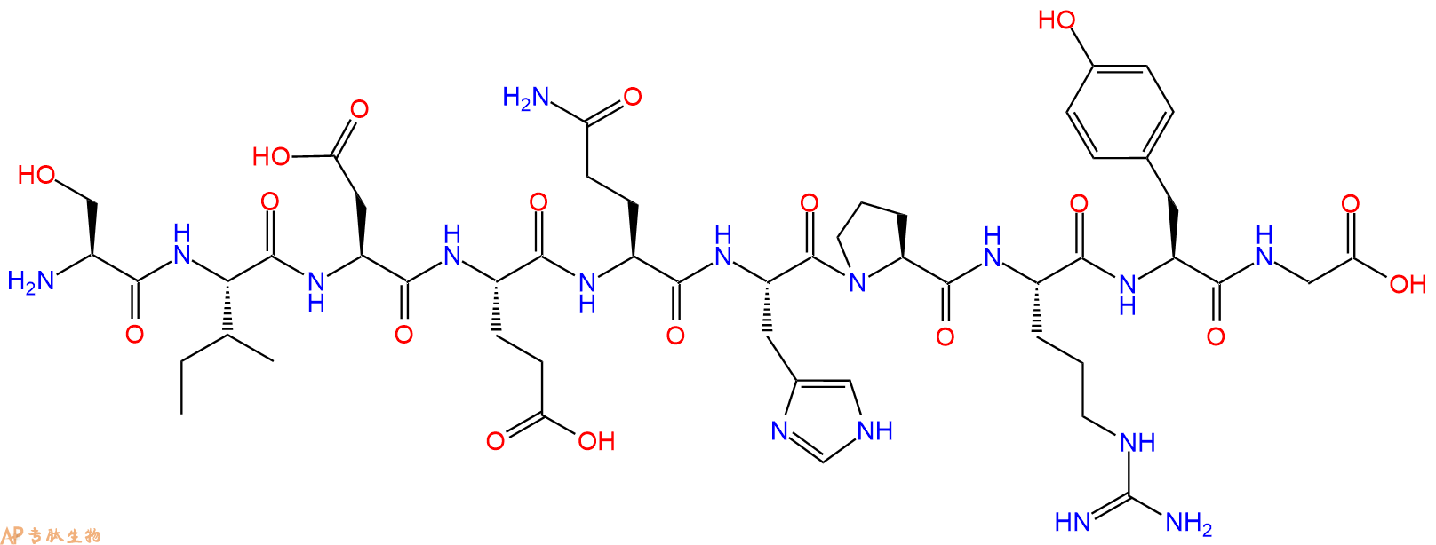 专肽生物产品H2N-Ser-Ile-Asp-Glu-Gln-His-Pro-Arg-Tyr-Gly-OH