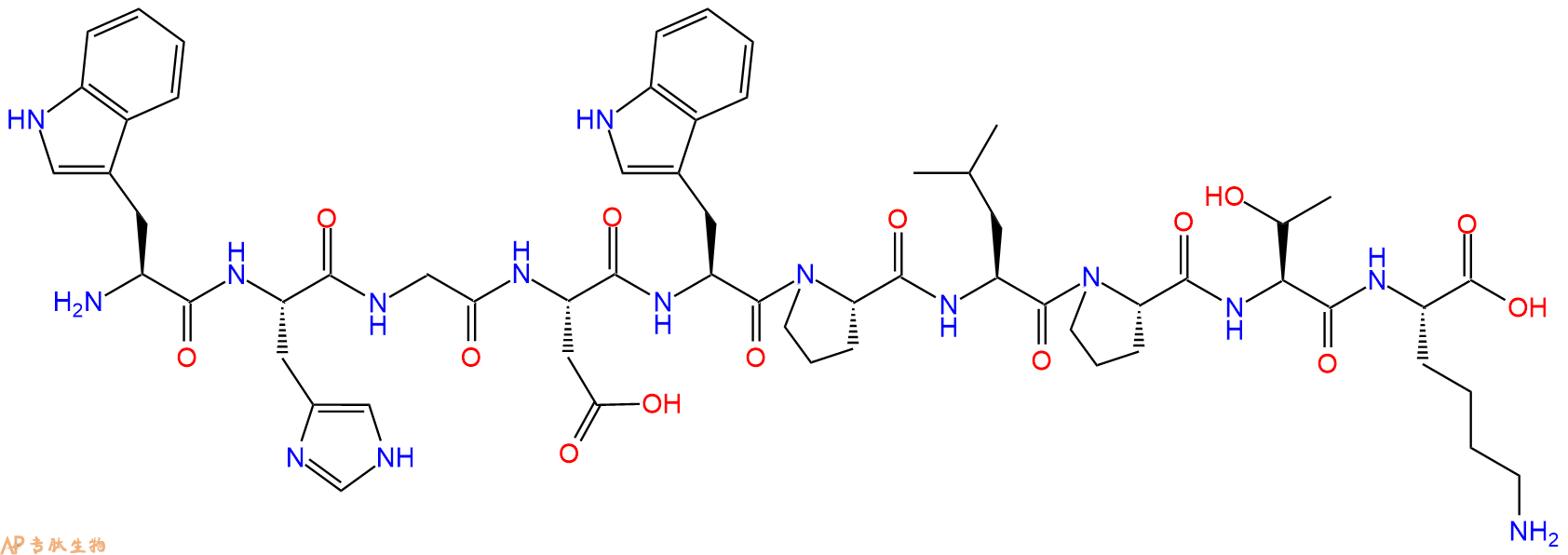 专肽生物产品H2N-Trp-His-Gly-Asp-Trp-Pro-Leu-Pro-Thr-Lys-OH