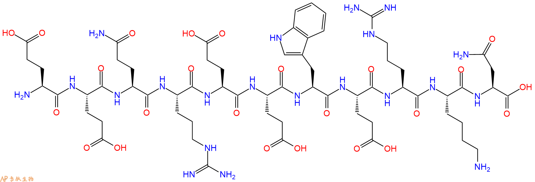 专肽生物产品H2N-Glu-Glu-Gln-Arg-Glu-Glu-Trp-Glu-Arg-Lys-Asn-OH