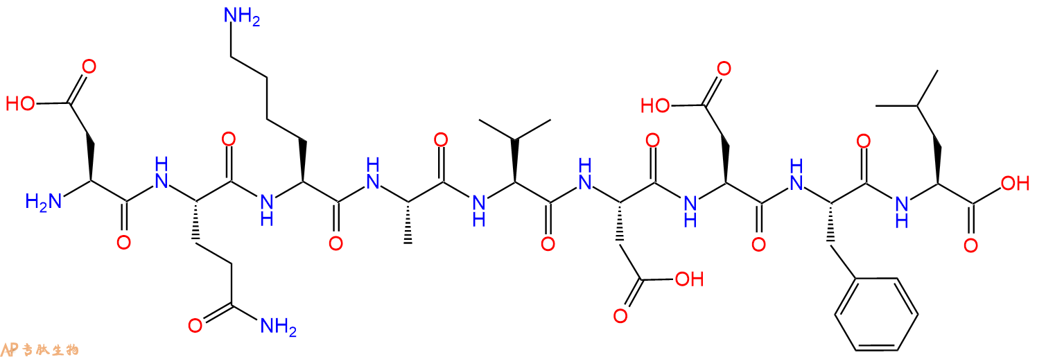 专肽生物产品H2N-Asp-Gln-Lys-Ala-Val-Asp-Asp-Phe-Leu-OH